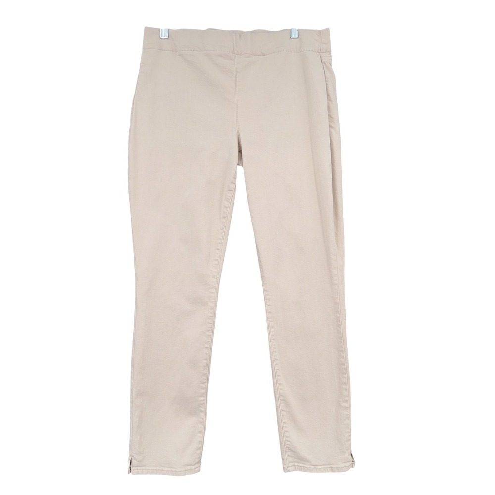 NYDJ Pull On Skinny Ankle Pants Womens 10 Cotton Lyocell Beige